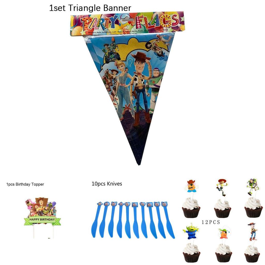 Toy Story Buzz Woody Bo Peep Geburtstagsfeierzubehör mit bunten Tellern, Bechern und Bannern für die ultimative Feier