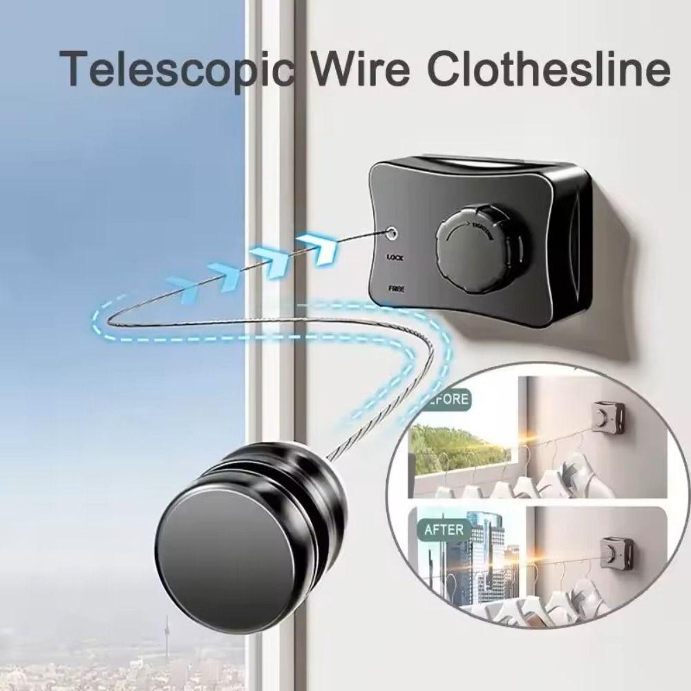 Wall Mounted Clothes Line Dryer Retractable Laundry Drying Hanger Bathroom Storage