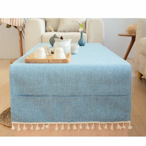 Rectangular Tablecloth for Tea Tables/Coffee Tables, Multi-Cover, Solid Color, Japanese Style, Cotton-Linen Table Cover, Water-Repellent, Oil-Proof, D