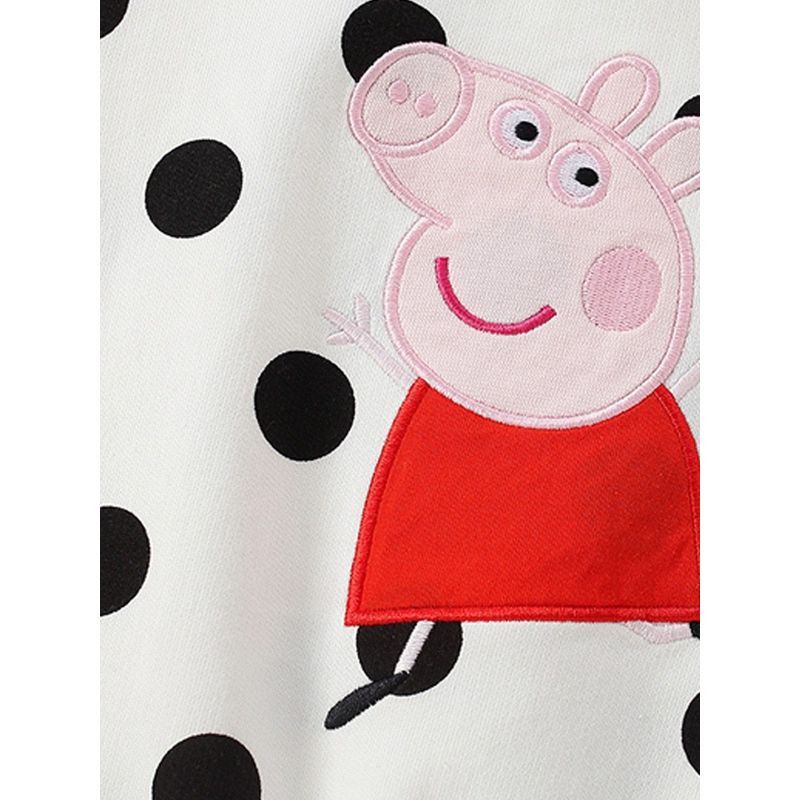 Cartoon Polka Dot Pig Girl Long-Sleeve Pullover Sweatshirt Baby Pure Cotton Autumn Clothing Small Children's Base Shirt White Top Trendy