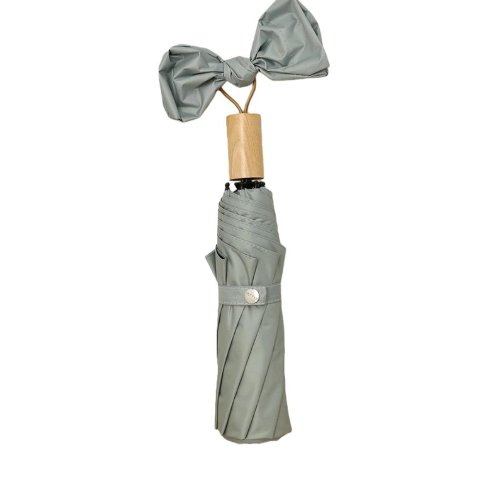 Fashion Solid Color Sunscreen Umbrella Wooden Handle Windproof Rain Umbrella Anti Wind Portable Folding Sun Umbrella Women