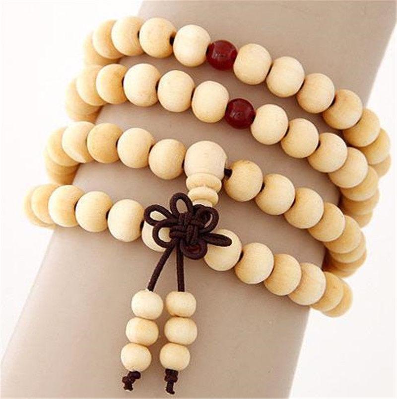 6mm Natural Sandalwood Buddhist Beads Bracelets 108 Beads Buddha Meditation Prayer Wood Beaded Bracelet layer Bangles Men Women