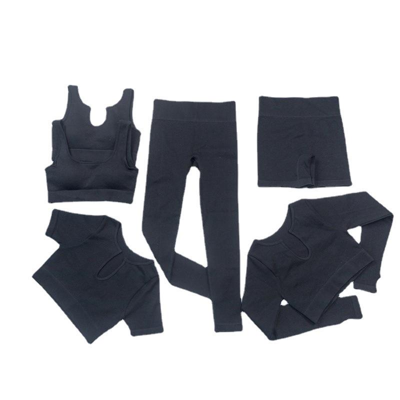 European & American Seamless Knitted Yoga Set: Peach Butt Sports Shorts & Short Sleeve Bra Vest for Summer Fitness