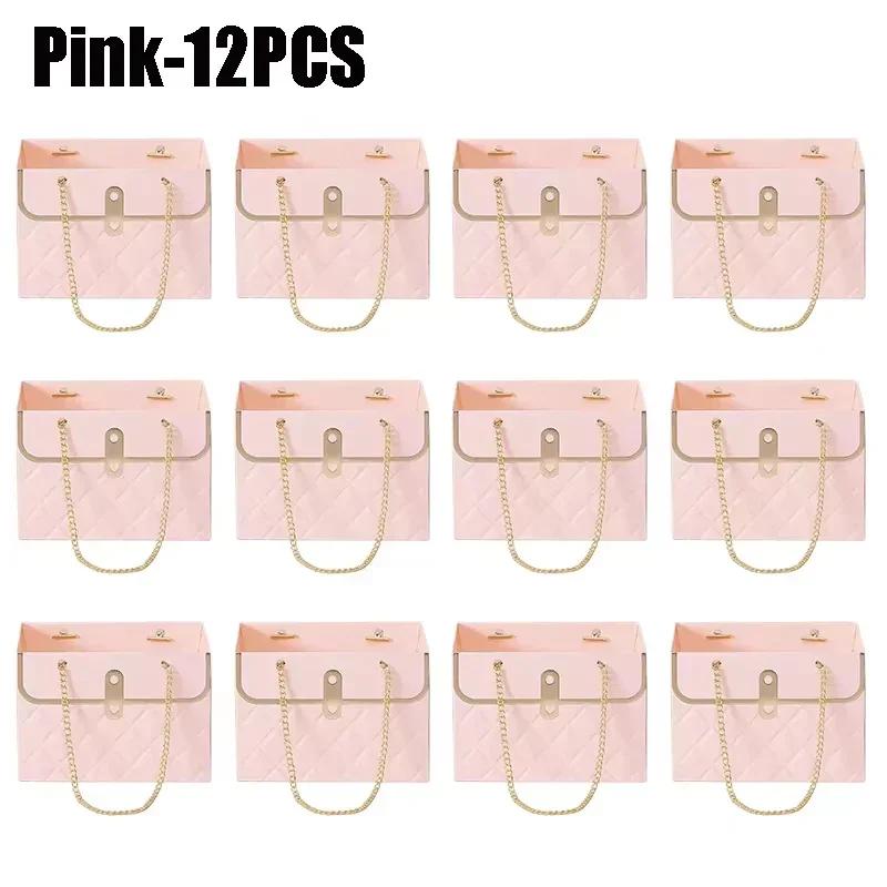 Flower Bags for Bouquets Small Flower Boxes for Arrangements with Metal Chain Cute Purse Paper Gift Box Floral Packing Tote Bags