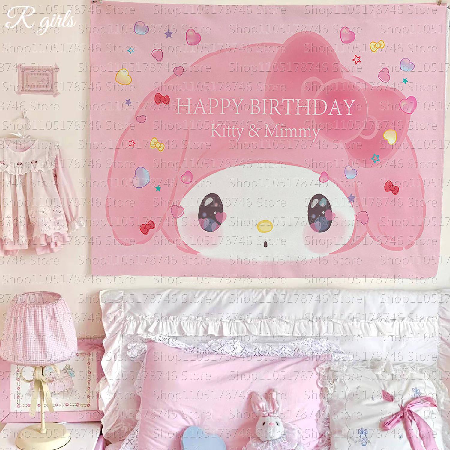 Sanrio Melody Tapestry for Living Room Sanrio Home Decoration Melody Personalized Gifts Decorative Tapestry Decorating Items 74x94cm(29x37in)