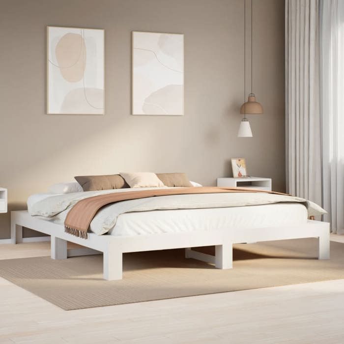 VidaXL Cadre de lit sans matelas blanc 180x200 cm bois massif de pin 3308730