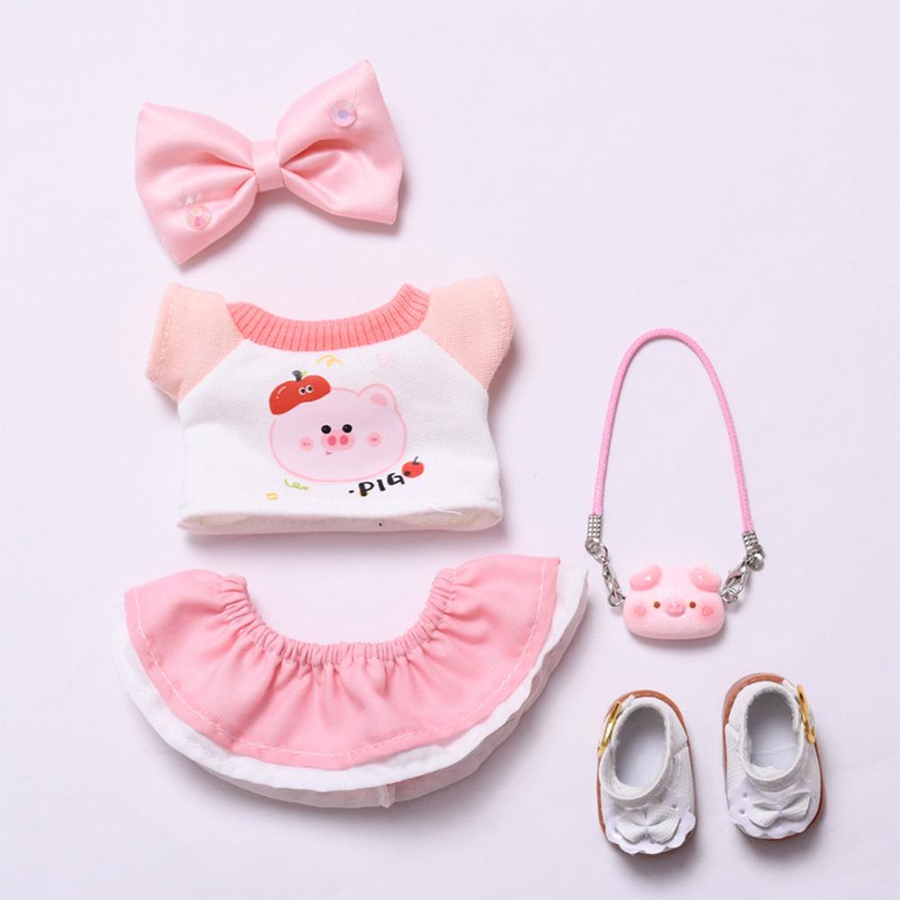 

Миниатюрный розовый комплект юбки с поросенком для кукол Лабубу 17 см. Милая одежда для кукол, сделай сам, модные аксессуары, очаровательный наряд, подарки для девочек, друзей 03#