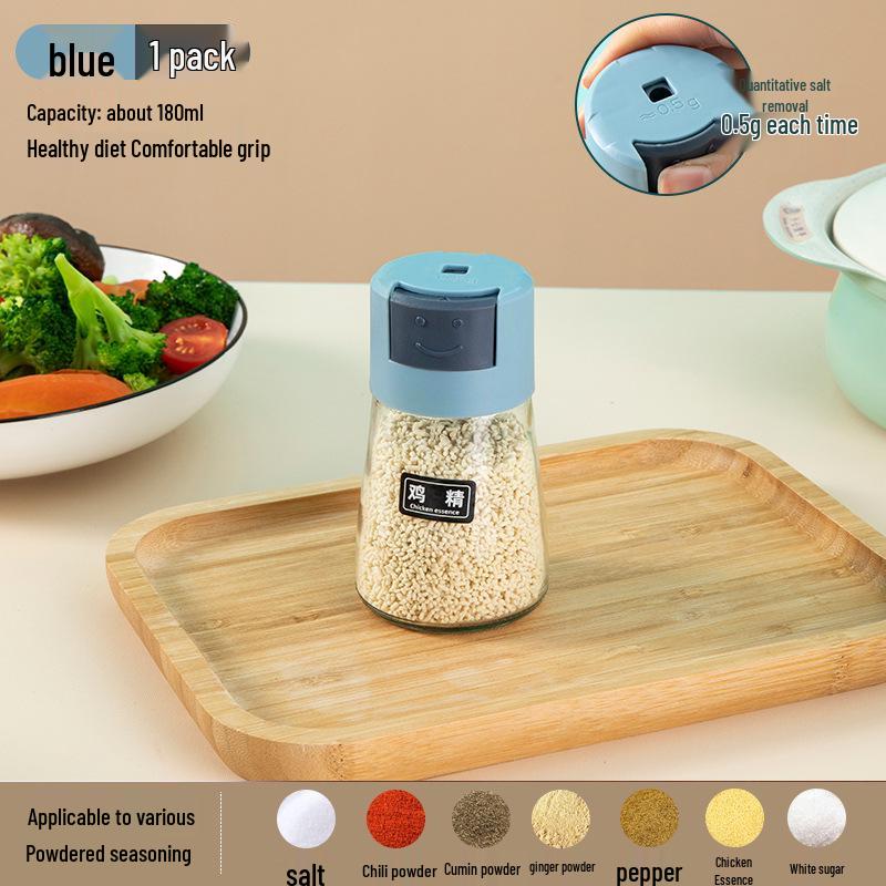 Press-Type Salt Control Glass Spice Jar - Moisture-Proof, Sealed, Ideal for BBQ & Kitchen