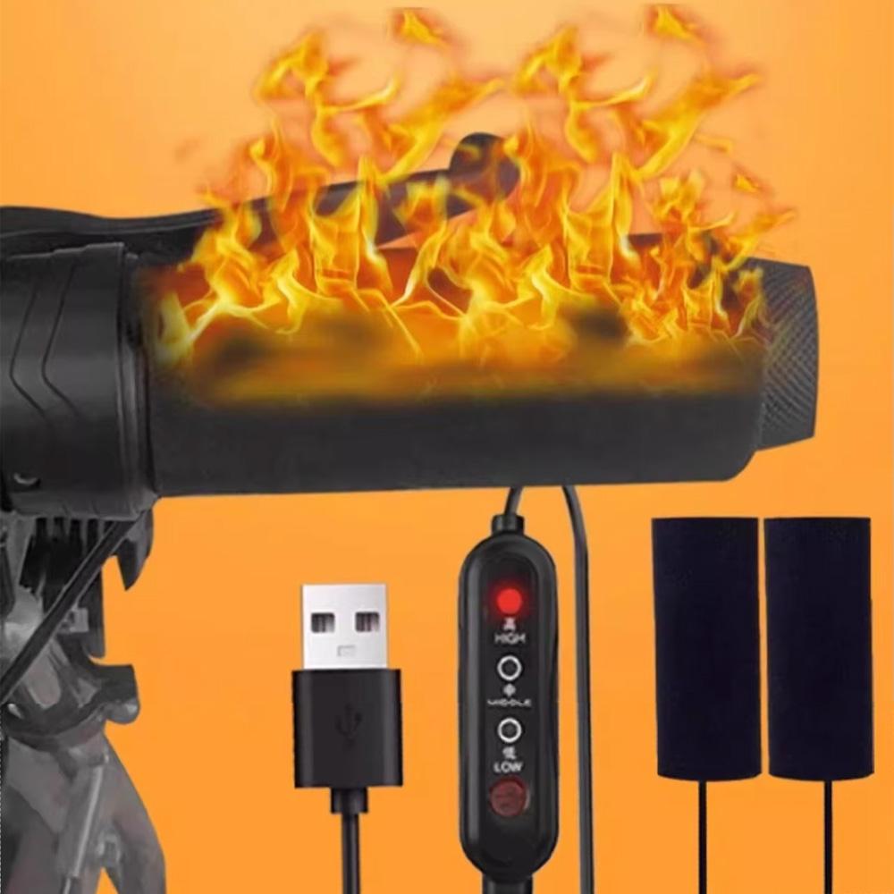 Bicycle Heated Grips Cover USB Electric Heating Fast Heat Removable Handlebar Warmer for Motorcycle & Winter Motorcross