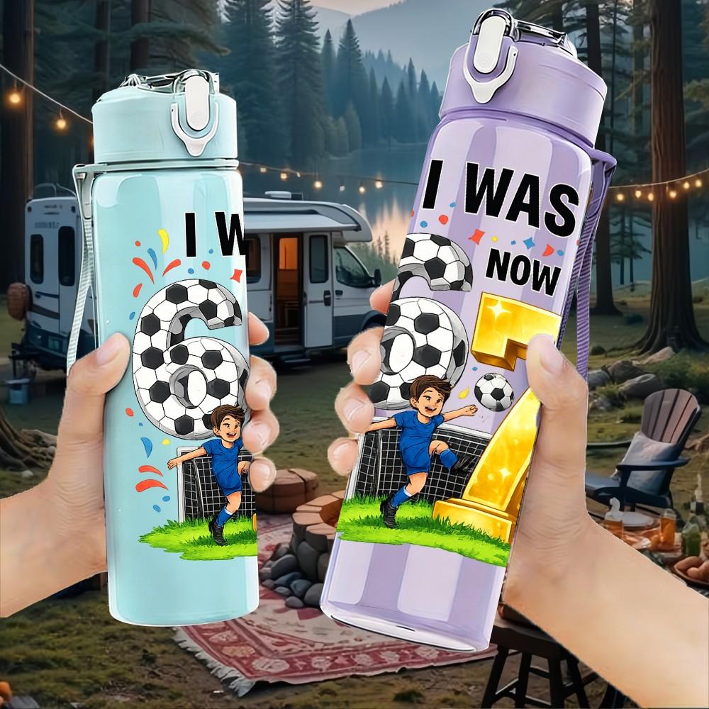 1PC I Was 67 Birthday Kid Art Print 750ml Color Plastic Sports Water Bottle Leakproof Flip Straw Lid Suitable for Sports Office Home Use