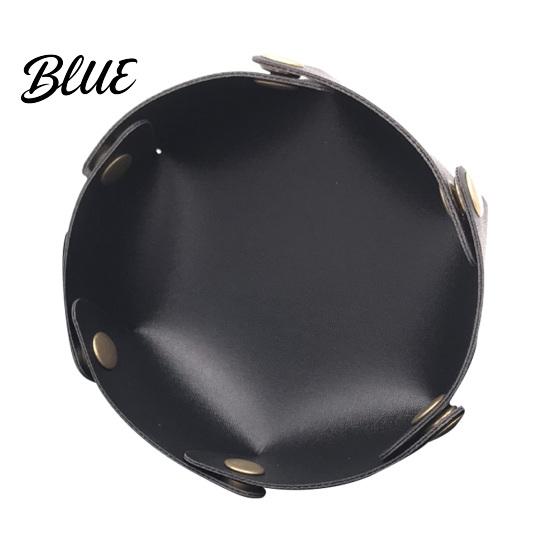 Modern Office Desk Decor PU Leather Folding Storage Tray, Waterproof Portable Jewelry Dish, Dresser Top Organizer Retro Rivet Desktop Tray for
