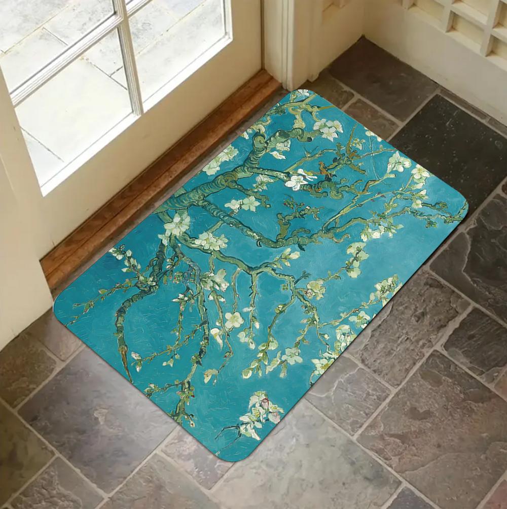 

Retro Van Gogh Oil Painting Printing Floor Mat Bedroom Decoration Rug Home Absorbent Anti Slip Carpet Indoor Floor Mat 40x60cm