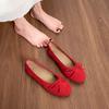 Source factory~ 2025 new spring and autumn French flat-soled single shoes women's bow suede one-pedal Doudou shoes
