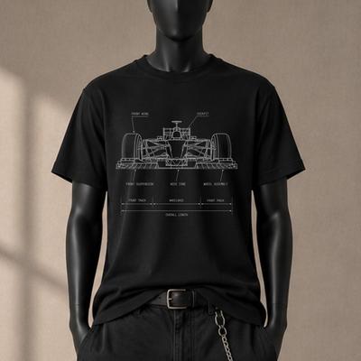 Formula Race Car Blueprint T-Shirt Mechanic Gift Pit Crew Shirts Racing Shirt Unisex Clothing Trending Shirts Crewneck Sports Shirt