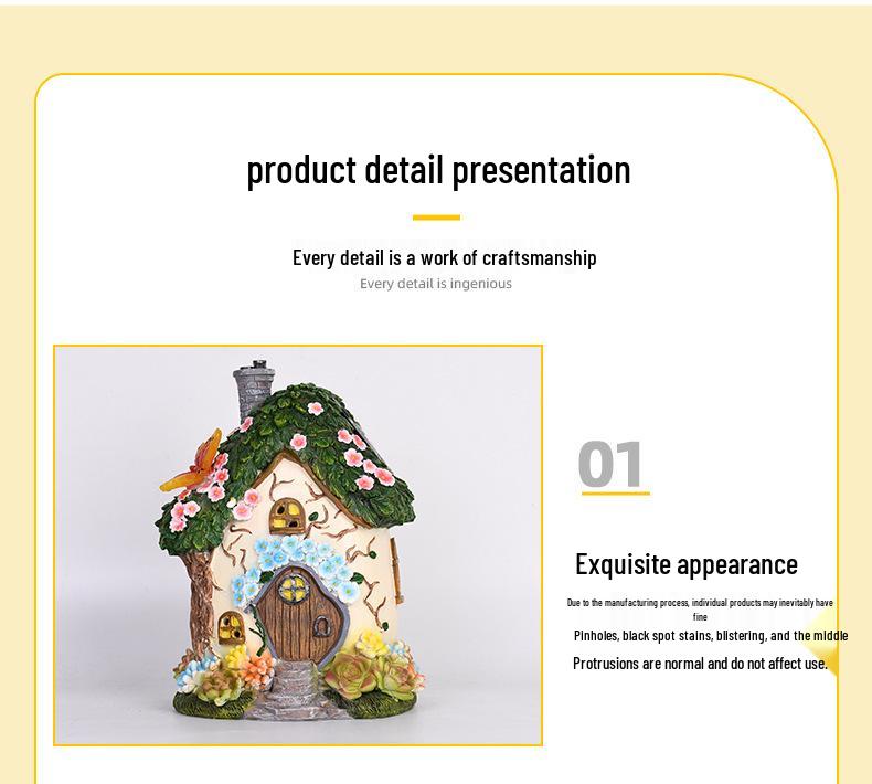 Solar-Powered Resin Fairy Garden Lamp 