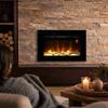 Electric Fireplace 60 cm Built-in or Wall Mounted, 1800W, 24-Hour Timer, Adjustable Flame, Crystals