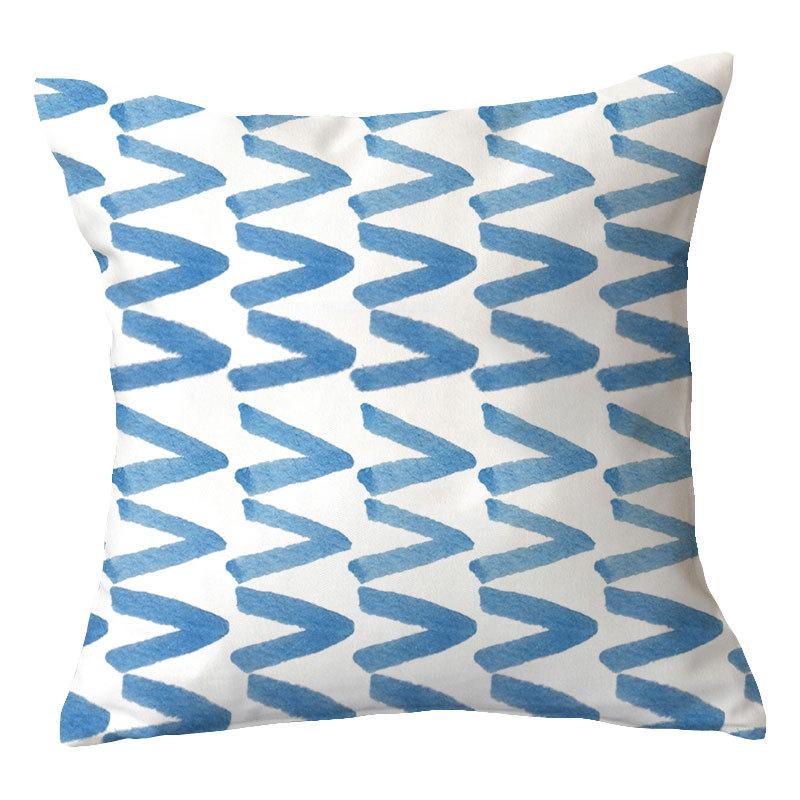 Simple New Blue Geometric Plush Pillowcase Home Fabric Sofa Pillow Cushion Cover Design