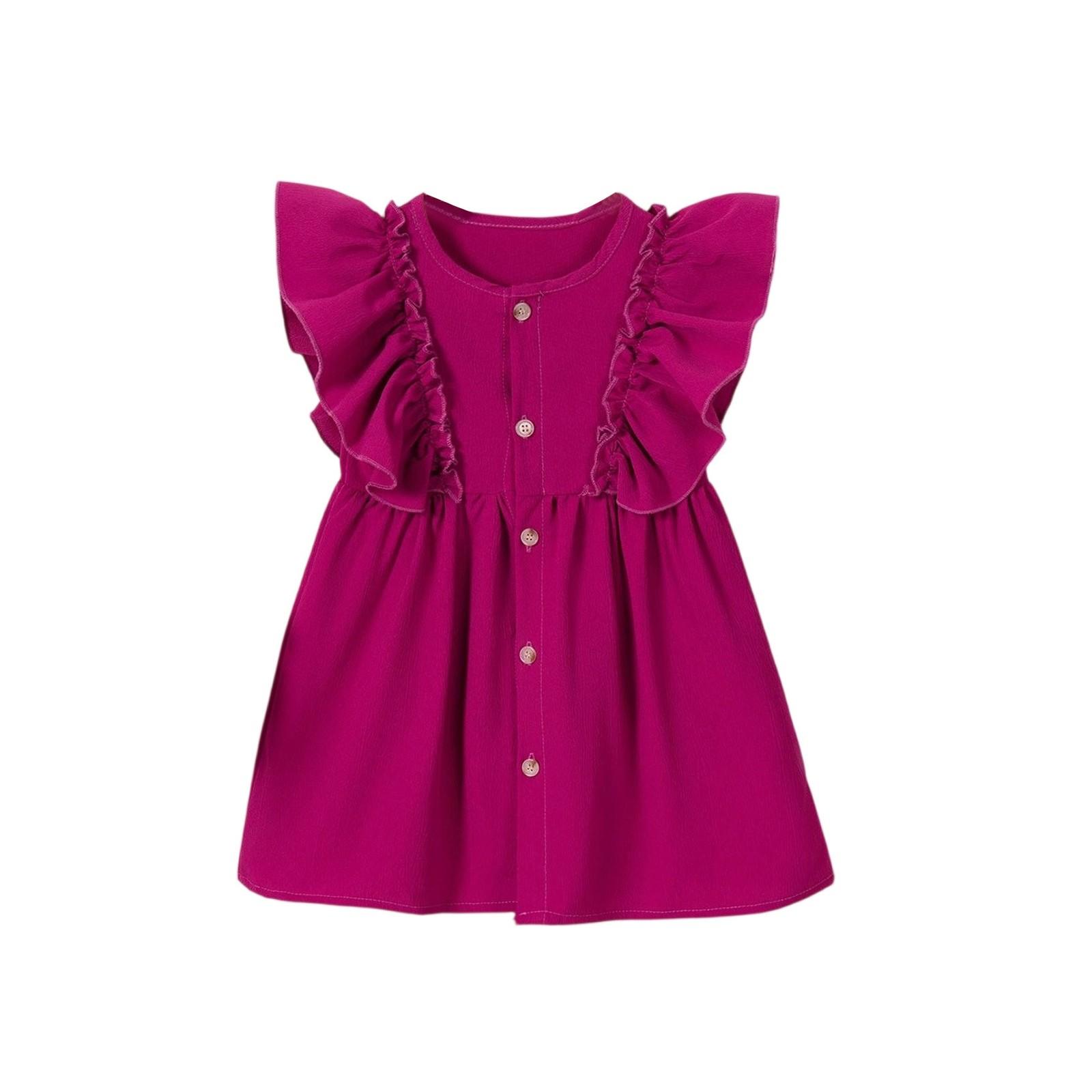 

Платье с рукавами-воланами для девочек - Летний сарафан с оборками 90 винный