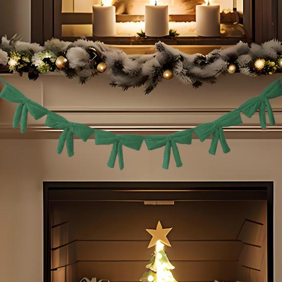 Yousheng 6Pcs Red Velvet Bow Tie Wreath Bowknot Garland Christmas Decor Home Entryway Indoor Holiday Decoration with Ropes