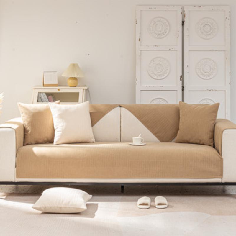 

Современная простая однотонная диванная подушка из синели в полоску, всесезонная противоскользящая комбинированная диванная подушка, полотенце 70*70