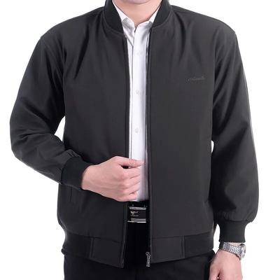 Middle-aged and Elderly Simple Jacket Men's Spring and Autumn Loose  Stand-up Collar Baseball Uniform  Casual Top