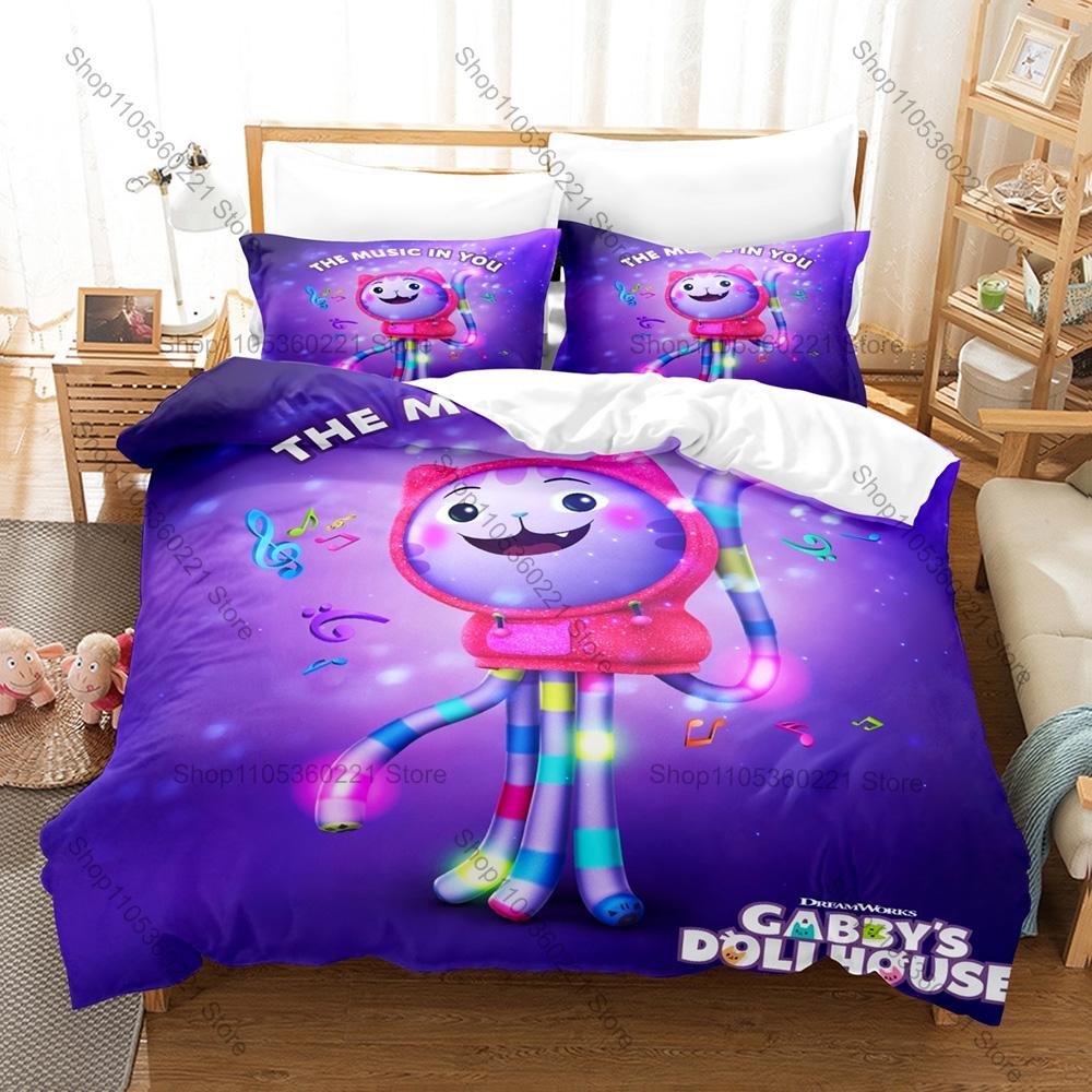 Cartoon Gabby's Dollhouse Duvet Cover Set 3Pcs Kids Bedding Set With Pillowcases Twin Full Queen King Bed Linen
