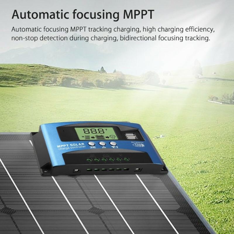 Solar Controllers MPPT 100A 80A 60A 50A 40A 30A Dual USB LCD Display 12V 24V Solar Cell Panel Charger Regulator