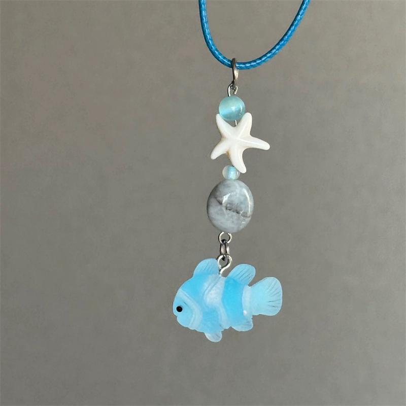 Cute Cartoon Fish Pendant Necklace for Girls Colorful Rope Chain Necklace Best Friends Necklace Friendship Accessories