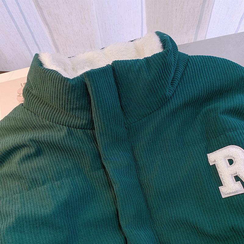 Zimowa flanelowa kurtka bawełniana ze stójką, pluszowa kurtka typu chleb, dwustronna kurtka męska