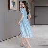 Summer New Round Neck Design Embroidery Dress with Waist Temperament and Thin Holiday Style Dress