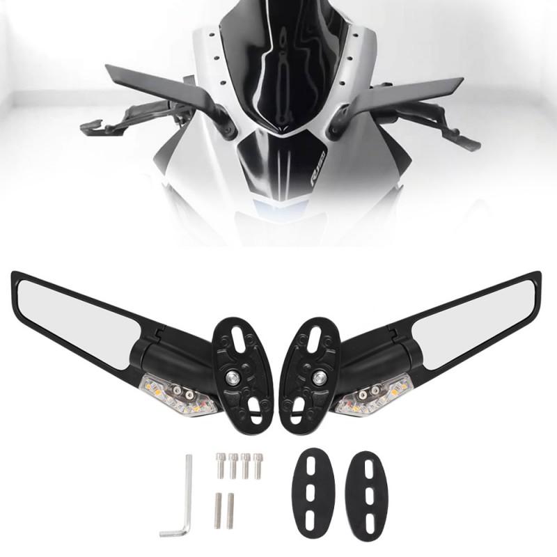 Motorcycle Rearview Mirror With Integrated LED Turn Signal Winglet Fairing Spoiler Sportbike Style Customization