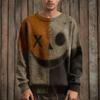 Men's Long Sleeve Pullover Sweater Casual Halloween Print Knit Oversized Sweater