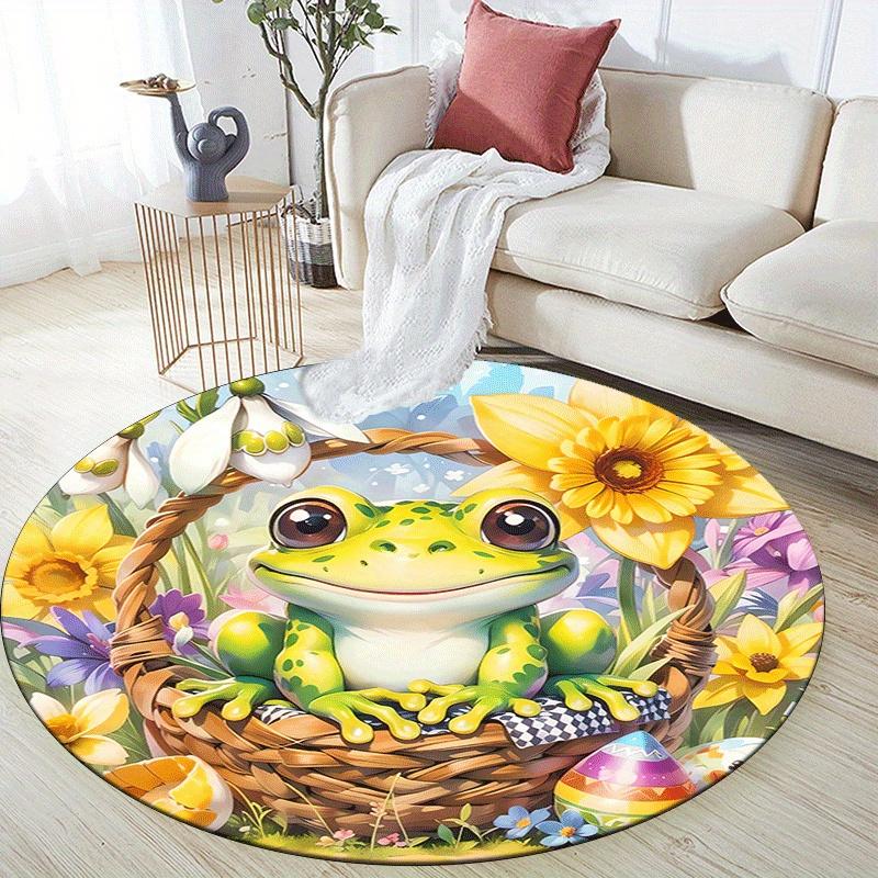 1pc Soft, Absorbent & Non Slip Cute Frog Round Rug Soft Circle Rug for Living Room & Bedroom Decor, Chair Mats, and Unforgettable Home Gifts