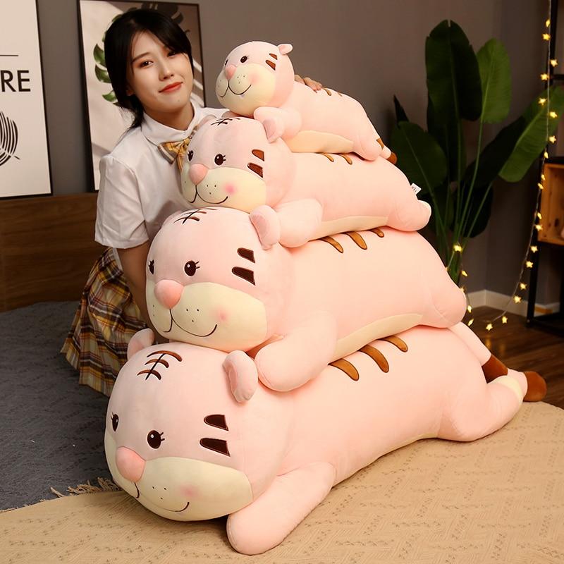 40 /60 /80cm Lovely Lying Tiger Plush Toys Stuffed Soft Animal Pillow Kawaii Dolls Nice Birthday Xmas Gift For Children Baby