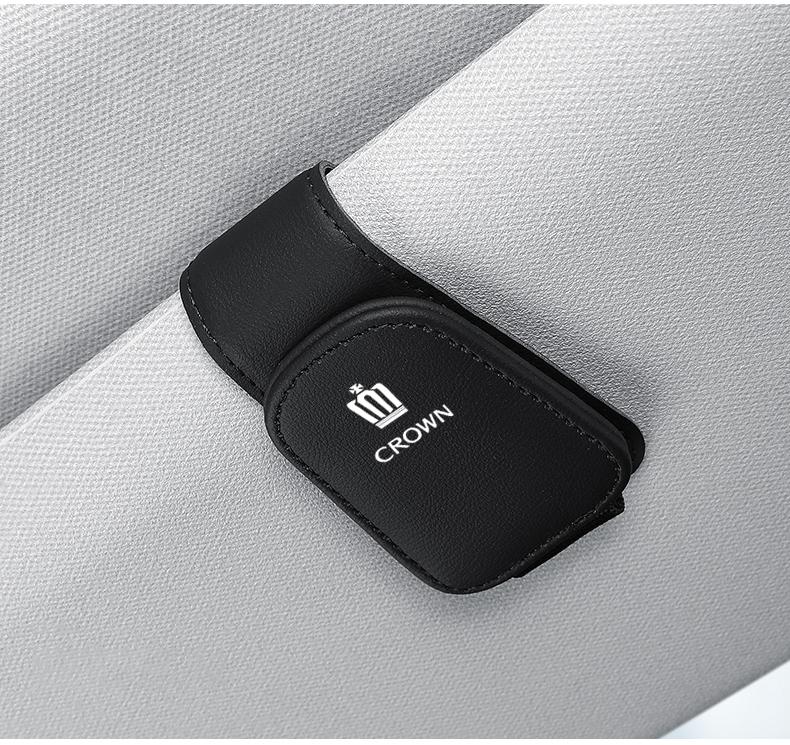 Car Accessories Sun Visor Sunglasses Holder PU leather Glasses Clip For Toyota Corolla Yaris Aygo Prius CHR Camry Auris Avensis