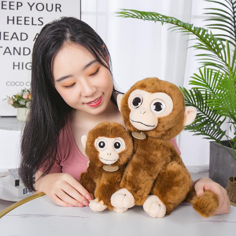 Simulated Little Monkey Doll Plush Toy Golden Monkey Big-Eyed Monkey Doll Children'S Soothing Rag Doll Birthday Gift
