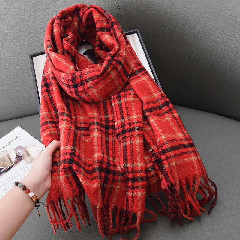 Fashionable Literary Outer Scarf Autumn and Winter Ladies Elegant Temperament Warm Tassel Shawl