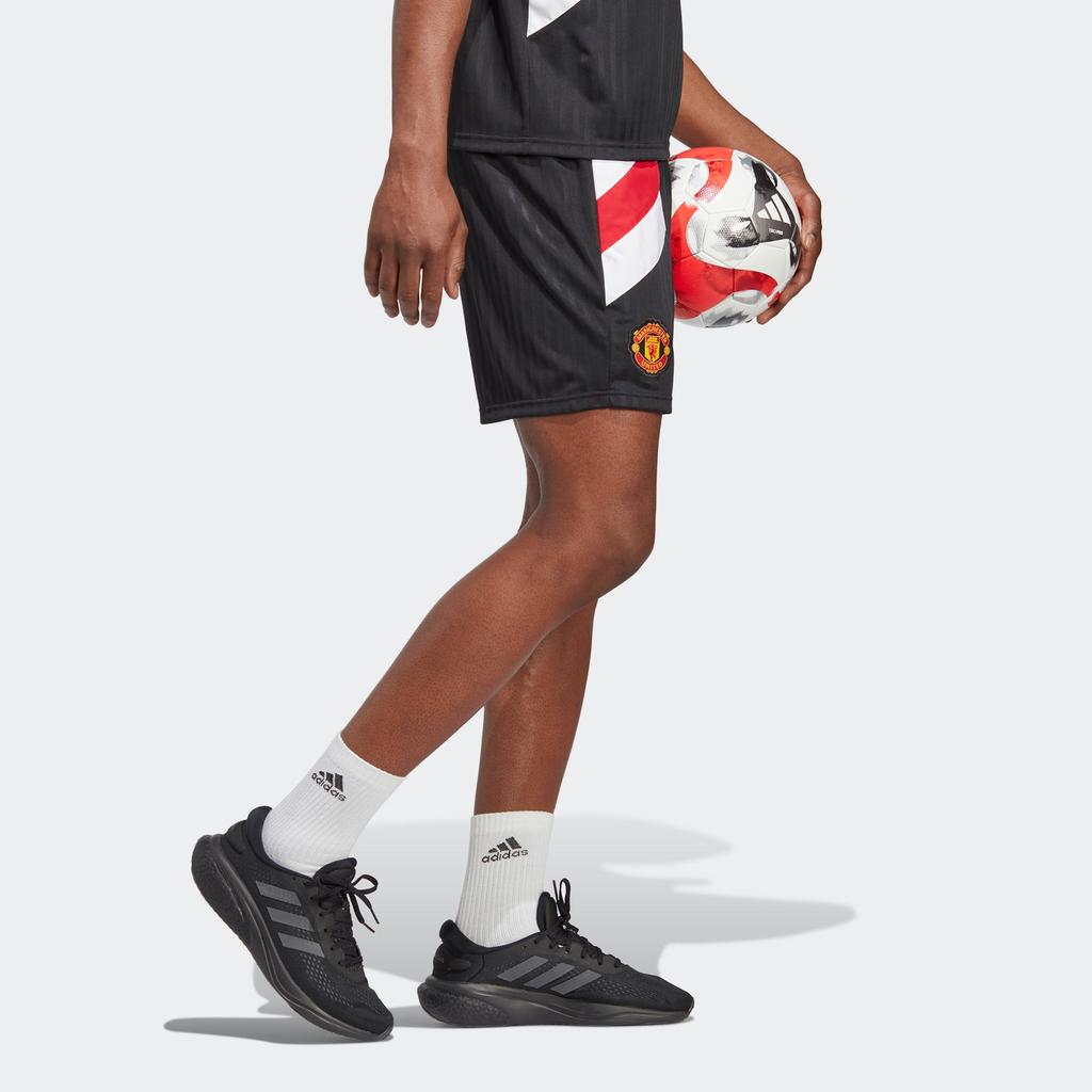 Adidas SS23 Icons Retro Manchester United Football Casual Mid-Waist Shorts Men Bottoms Black HT2001