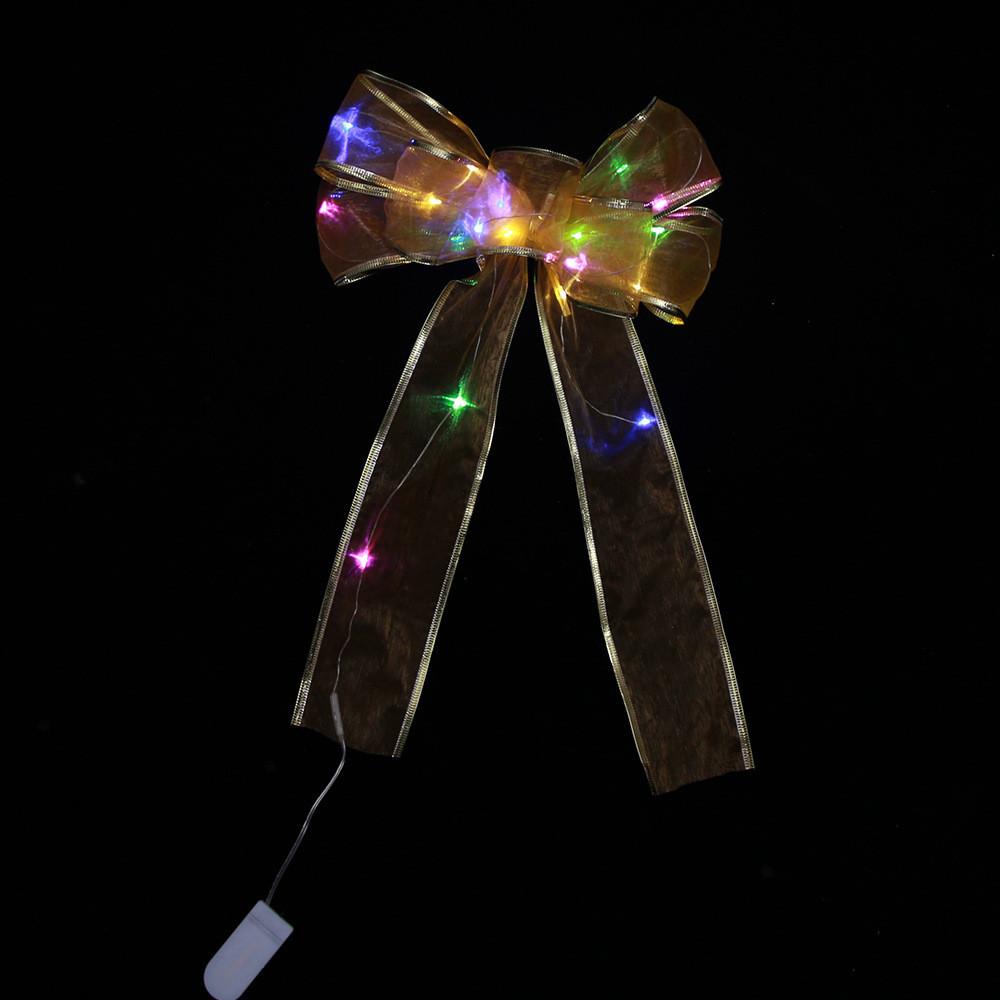 Stylish Silver Large Christmas Bow Decoration With Multicolored And Warm Light Choices