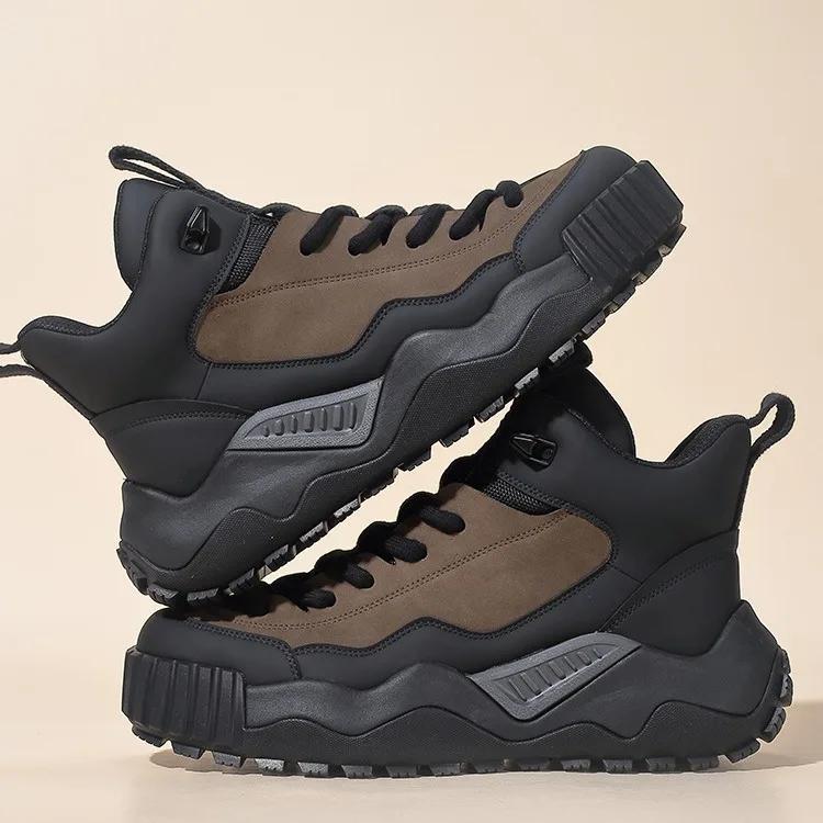 Spring Autumn New Men's Shoes Thick Soled Height Increasing Casual Sports Shoes Outdoor Adventure Mountaineering Travel Shoes