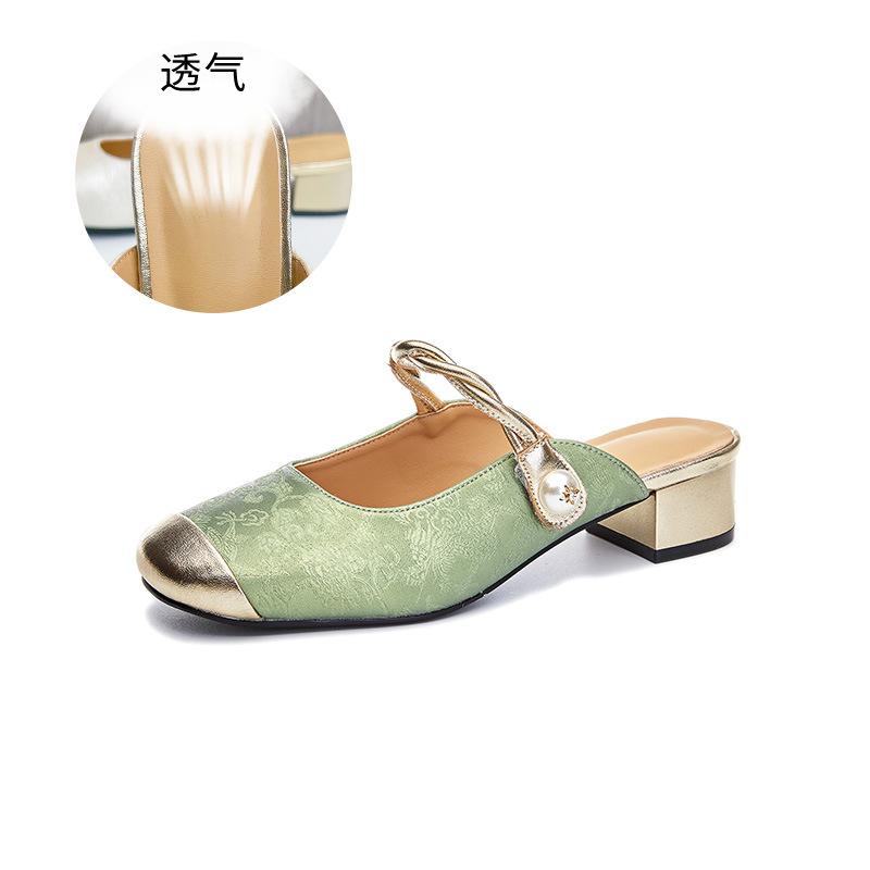 Sheepskin inner bag head slippers women's 2025 summer new casual versatile leather sandals outer wear national trendy women's shoes