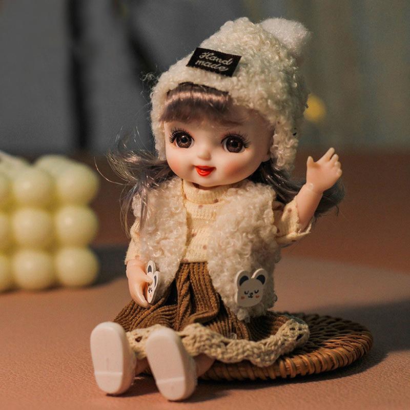 Muñeca Sonriente de 17 cm Colección Princesa Mini BJD Juguetes Traje de Vestido de Princesa Adorable Muñeca BJD Sonriente 1/12 Articulaciones Móviles Muñeca Niñas DIY Vestir