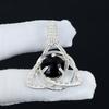 Black Spinel Gemstone Silver Pendant In 925 Sterling Silver- Handmade Design, Celtic Family Knot Wire Wrapped Everyday Jewelry, Gifts