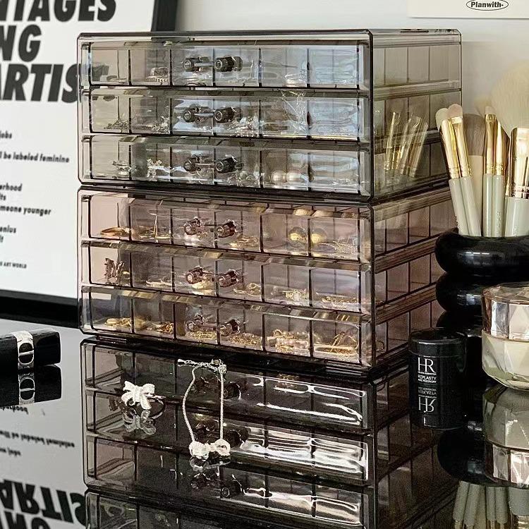 Clear Acrylic Multi-Layer Jewelry Organizer with Drawers for Rings, Earrings, and Necklaces