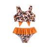Children's Leopard Print Two-Piece Swimsuit with Butterfly Design
