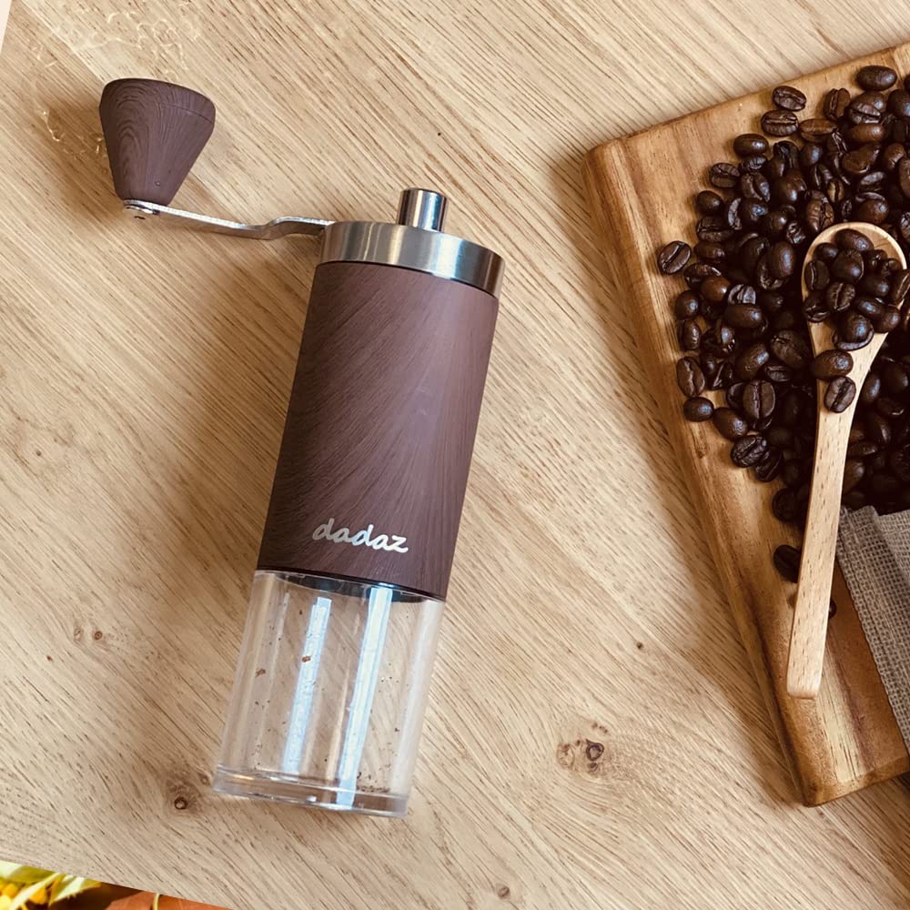 Dadaz Manual Coffee Grinder, Wood Grain Finish, Hand Grinding, Outdoor, Camping, Coffee, Washable
