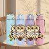 1PC Brown White Forest Owl Bust 750ml Color Plastic Water Bottle Leakproof Flip Straw Lid For Sports Office Home Use