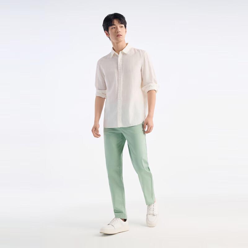 JOEONE Men's Linen Blend Long-Sleeve Shirt