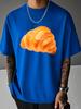 Unisex Summer White Short Sleeve Tee Realistic Golden Croissant Bread Graphic Print Crew Neck Loose Casual Male Daily Tops