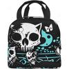 Butterfly Skeleton Cat Insulated Lunch Bag for Women Men, Waterproof Reusable Lunch Cooler Tote,  Lunch Tote for College or Work